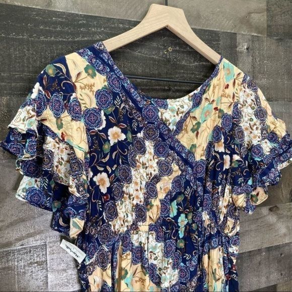 NWOT Abel The Label V-Neck Ruffle Boho Dress - Picture 9 of 13